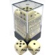 Brick Box of 12 Dices - D6 Spots - Chessex - Opaque - Ivory/Black