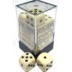 Set di 12 Dadi a D6 Facce - Chessex - Opaco - Avorio/Nero