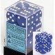Brick Box of 12 Dices - D6 Spots - Chessex - Opaque - Blue/White
