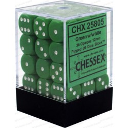 Set di 36 Dadi a D6 Facce - Chessex - Opaco - Verde/Bianco