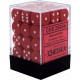 Brick Box of 36 Dices - D6 Spots - Chessex - Opaque - Red/White