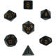 Set di 7 Dadi a D4 D6 D8 D10 D12 D20 Facce - Chessex - Opaco - Nero/Oro