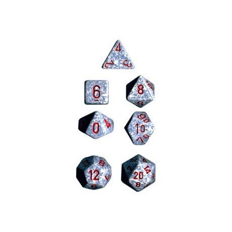 Brick Box of 7 Dices - D4 D6 D8 D10 D12 D20 Spots - Chessex - Speckled - Air Camo