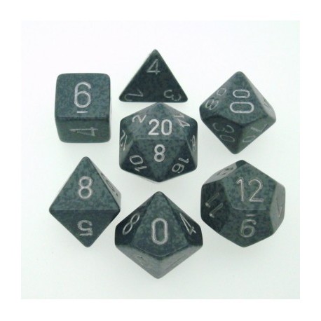 Brick Box of 7 Dices - D4 D6 D8 D10 D12 D20 Spots - Chessex - Speckled - Hi Tech Camo