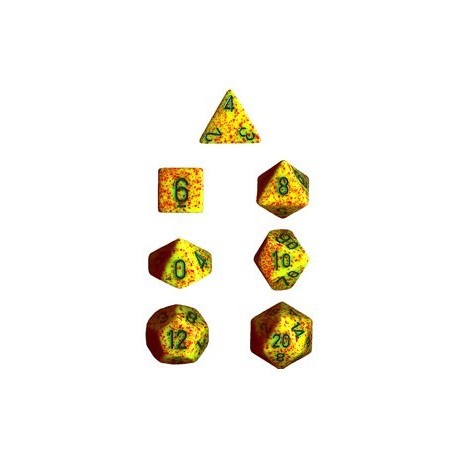 Set di 7 Dadi a D4 D6 D8 D10 D12 D20 Facce - Chessex - Maculato - Lotus Camo
