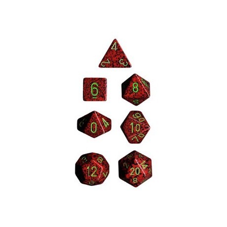 Brick Box of 7 Dices - D4 D6 D8 D10 D12 D20 Spots - Chessex - Speckled - Strawberry Camo
