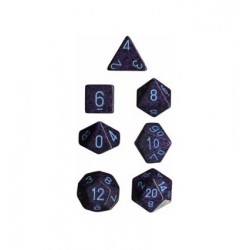 Brick Box of 7 Dices - D4 D6 D8 D10 D12 D20 Spots - Chessex - Speckled - Cobalt Camo