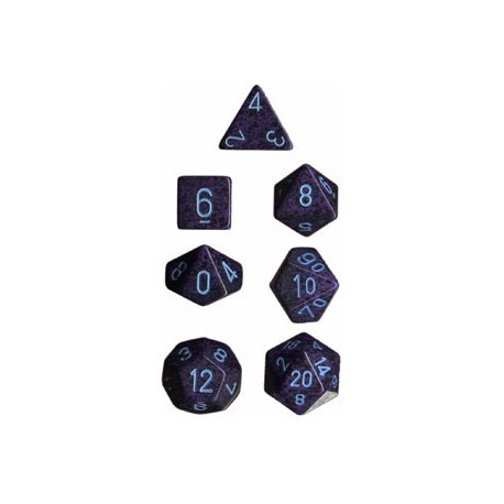 Set di 7 Dadi a D4 D6 D8 D10 D12 D20 Facce - Chessex - Maculato - Cobalt Camo