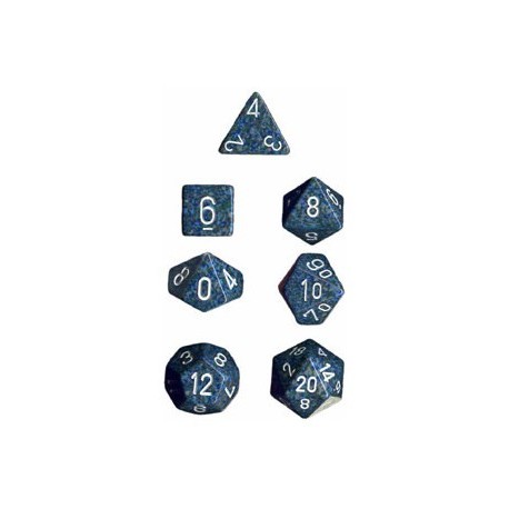 Set di 7 Dadi a D4 D6 D8 D10 D12 D20 Facce - Chessex - Maculato - Sea Camo